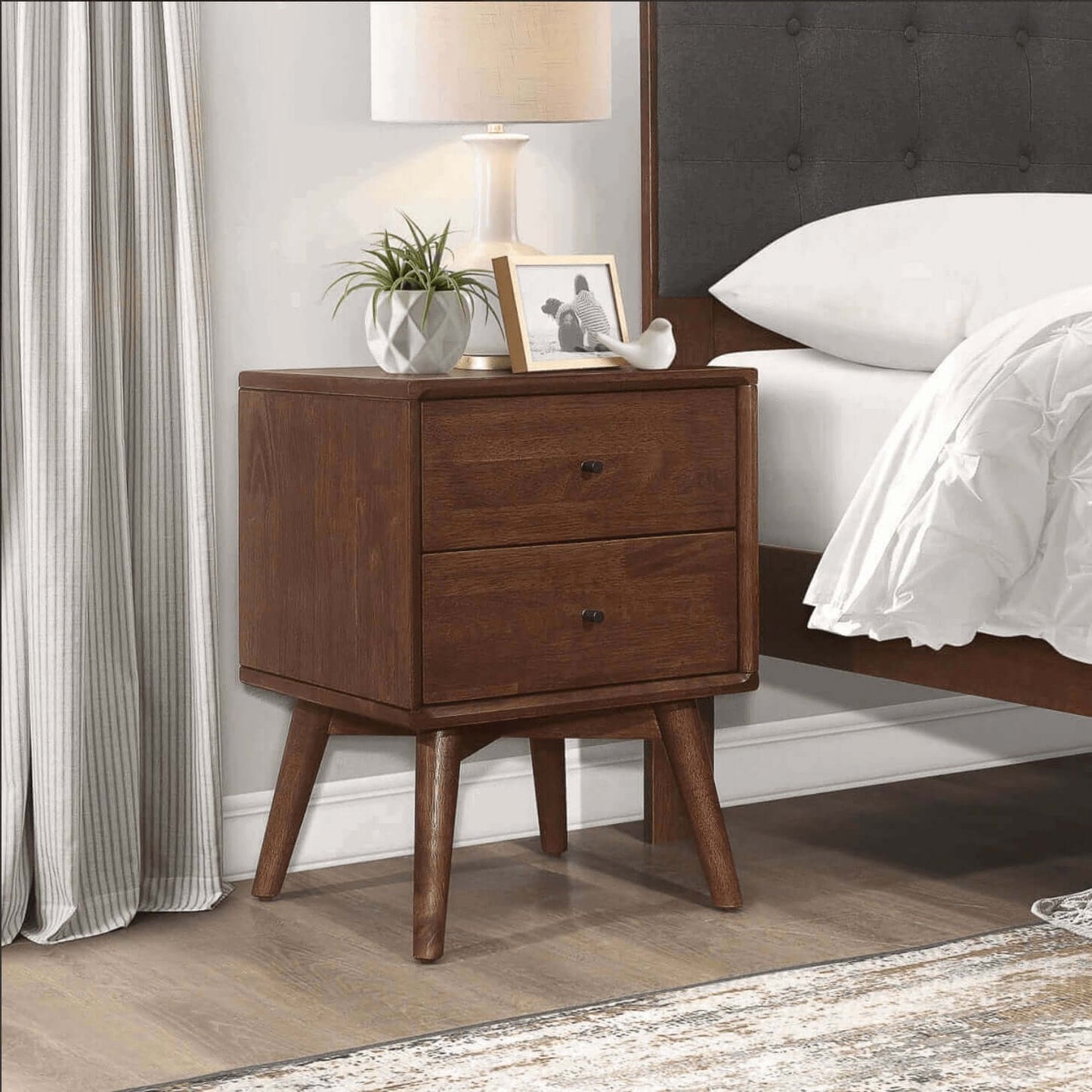 Caroline MCM Style Wood Nightstand - Revel Sofa 