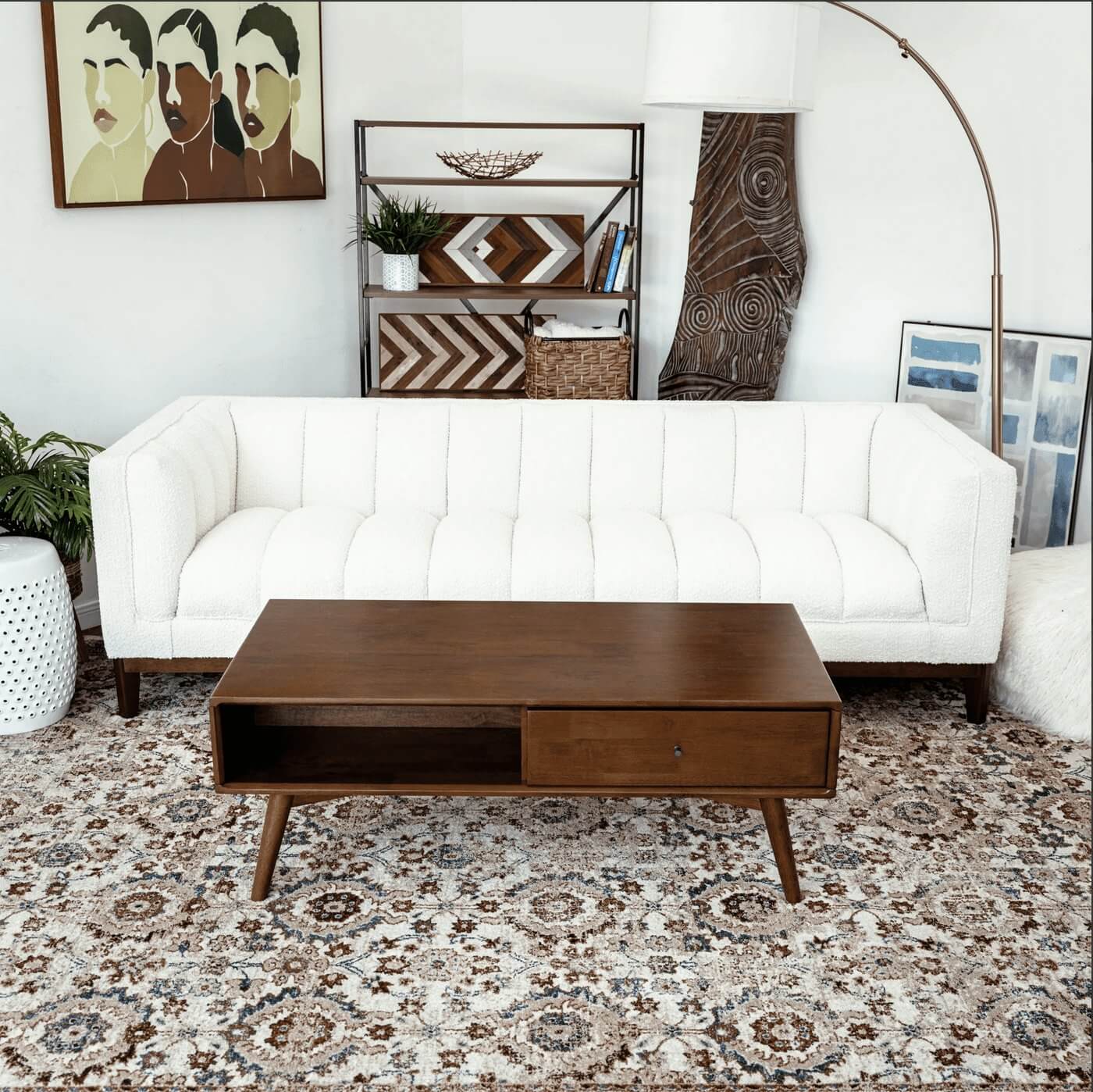 Caroline MCM Teak Solid Wood Coffee Table 48" - Revel Sofa 