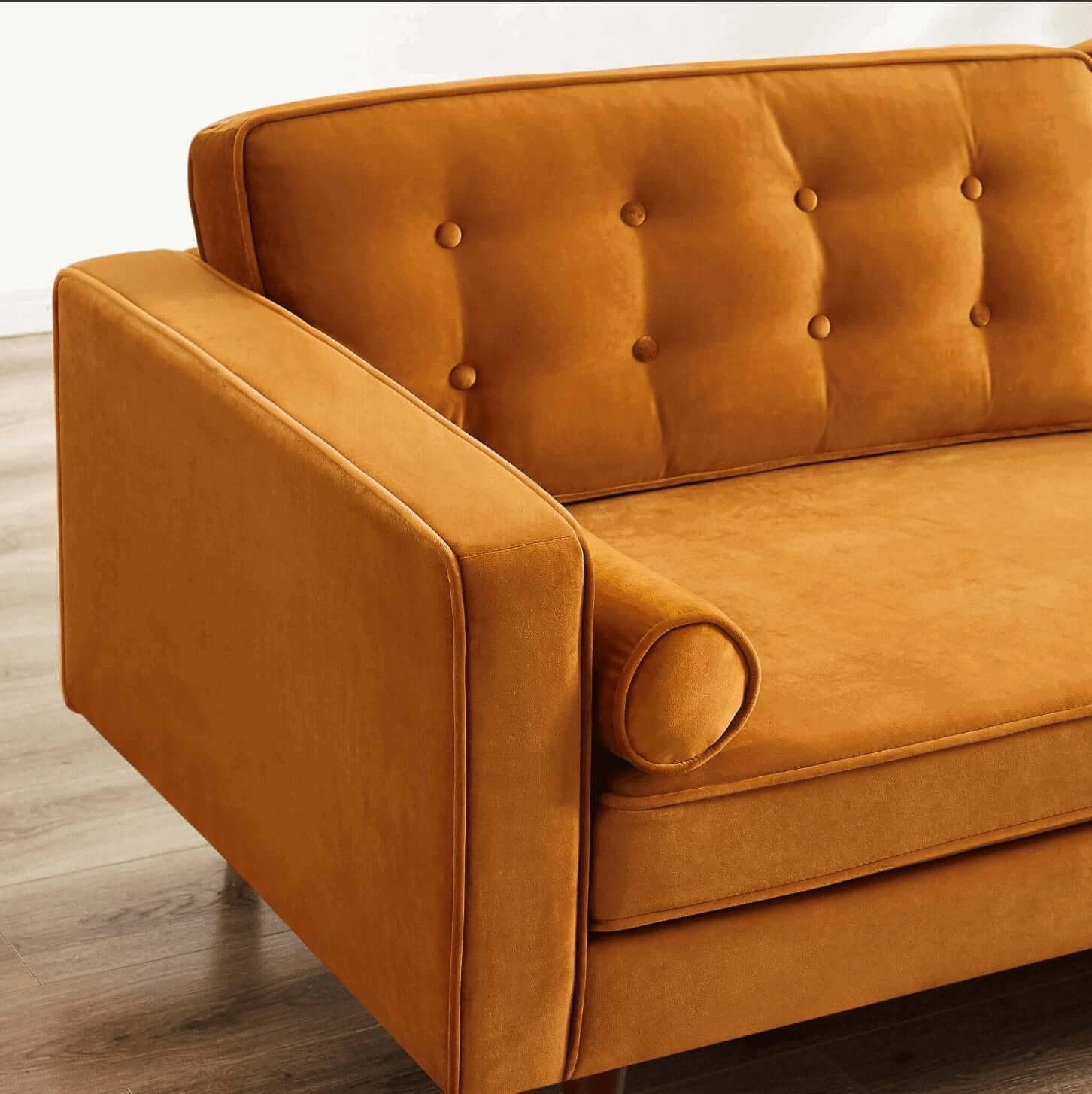 'Casey' Mid-Century Modern Gray Velvet Sofa