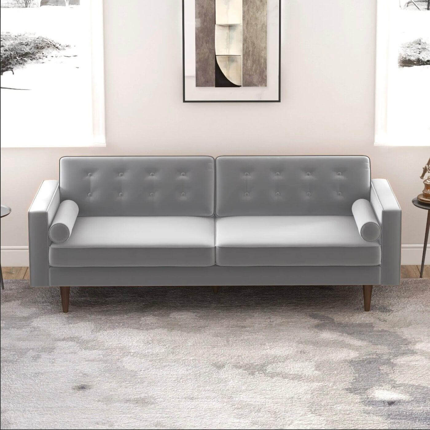 Casey MCM Style Button Tufted Velvet Sofa 84" - Revel Sofa 