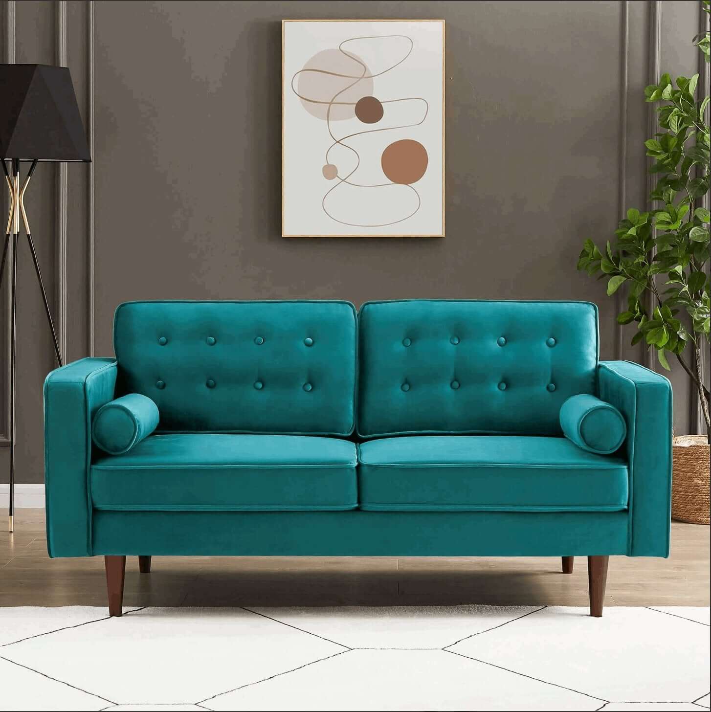 Casey MCM Button Tufted Velvet Sofa Loveseat 65" - Revel Sofa 