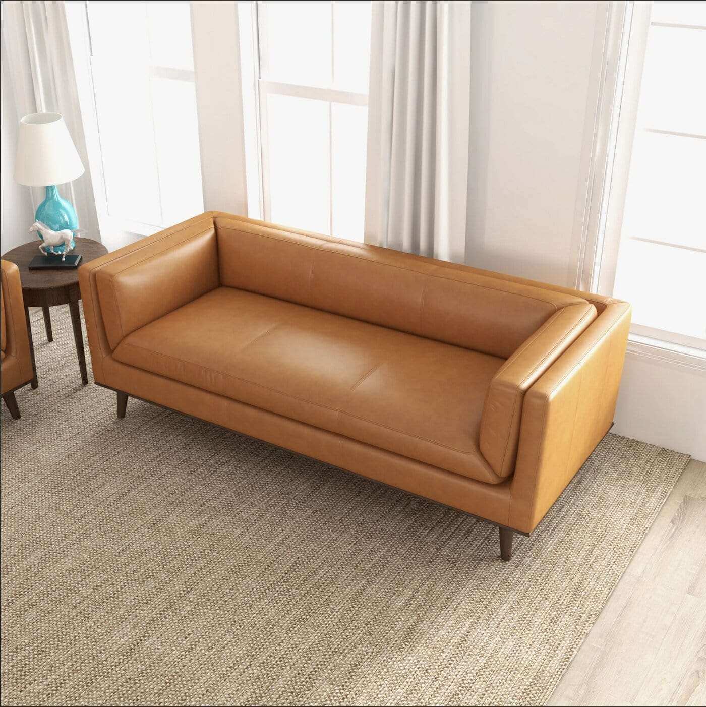 Cassidy MCM Style Genuine Leather Sofa 85" - Revel Sofa 