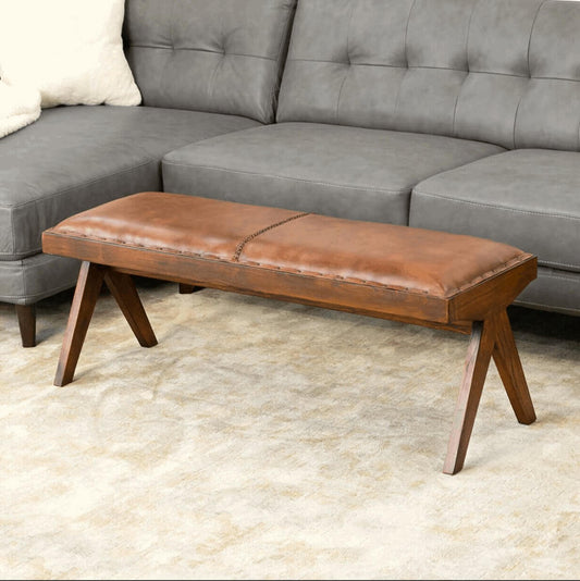 Chad MCM Genuine Leather Bench - Revel Sofa 