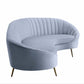 Channel Tufted Light Gray Velvet Curved Sofa 103" - Revel Sofa 