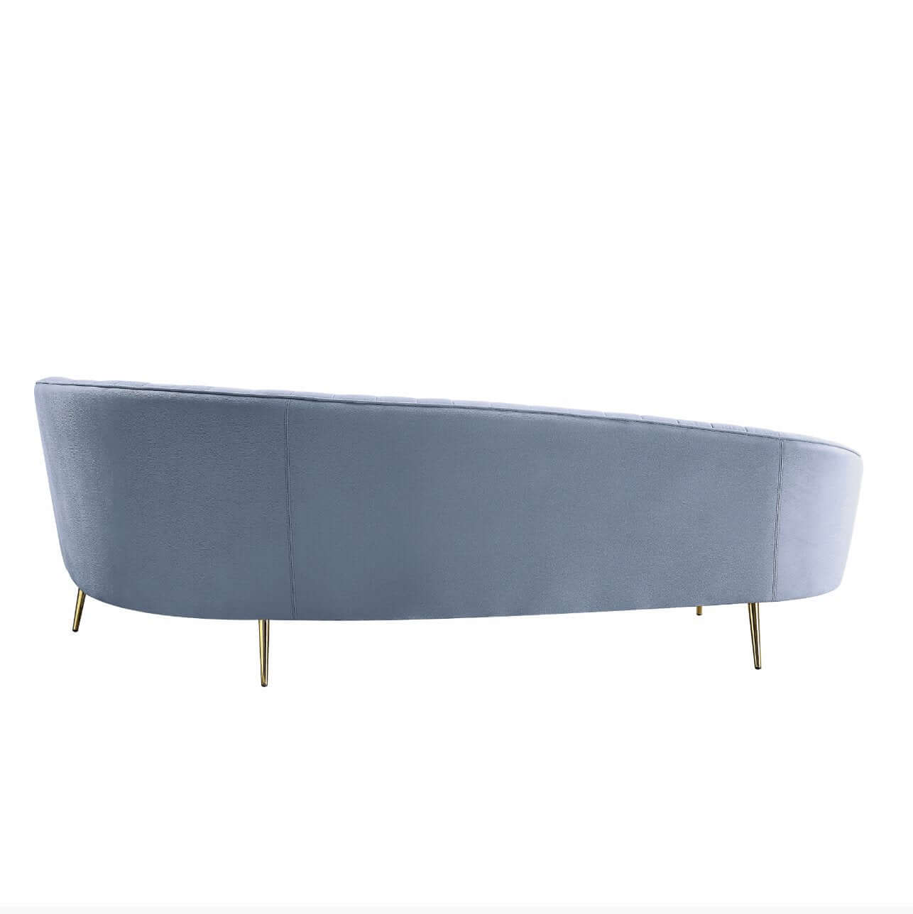 Channel Tufted Light Gray Velvet Curved Sofa 103" - Revel Sofa 