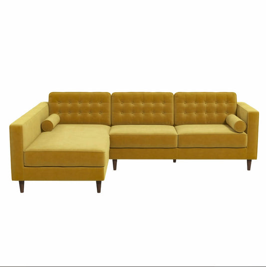 Christian MCM Tufted Velvet Chaise Sectional Sofa 102" - Revel Sofa 