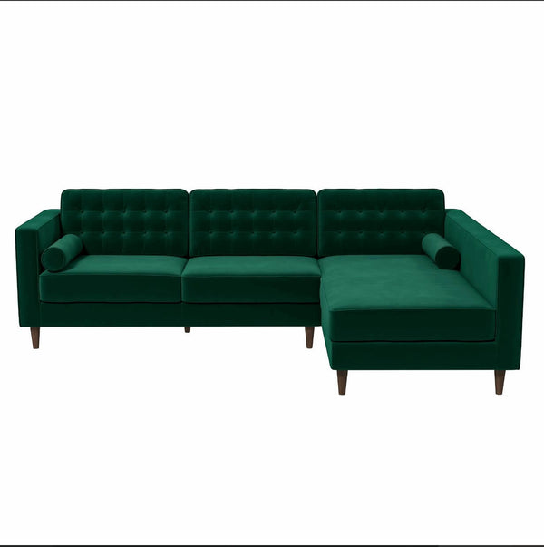 Christian MCM Tufted Velvet Chaise Sectional Sofa 102