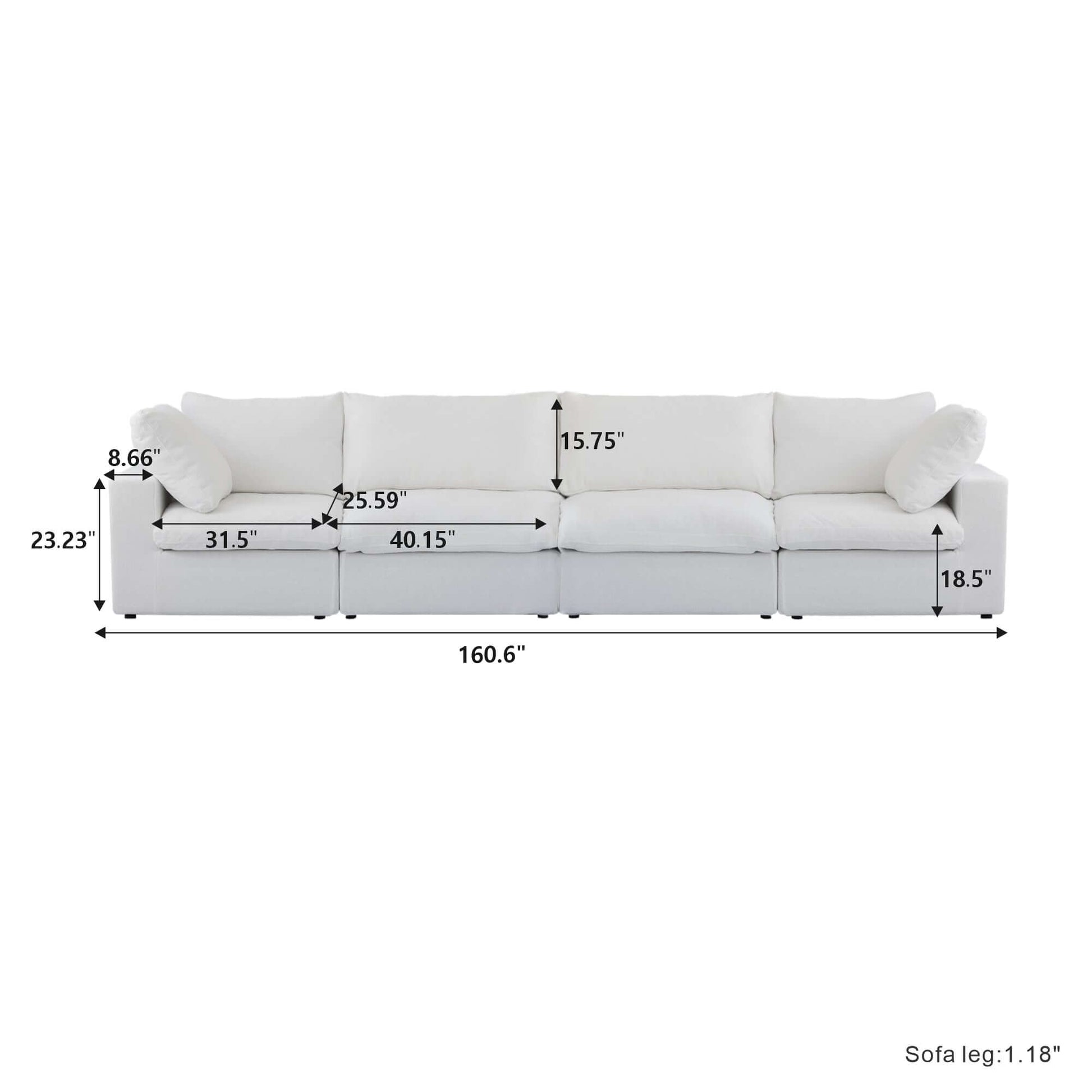 Cloud Modular Sectional Sofa in White, Gray (Customizable) - Revel Sofa 