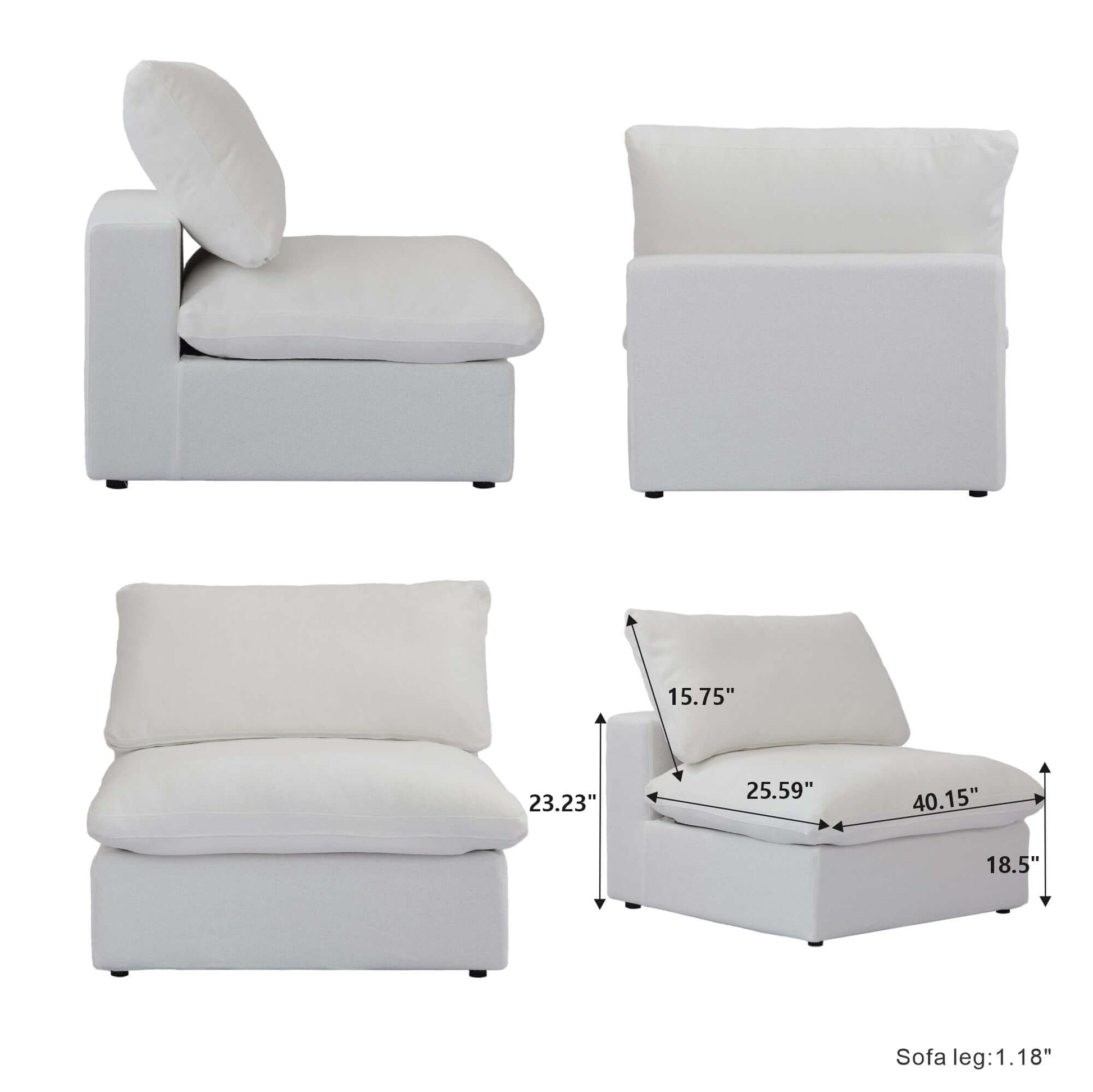 Cloud Modular Sectional Sofa in White, Gray (Customizable) - Revel Sofa 