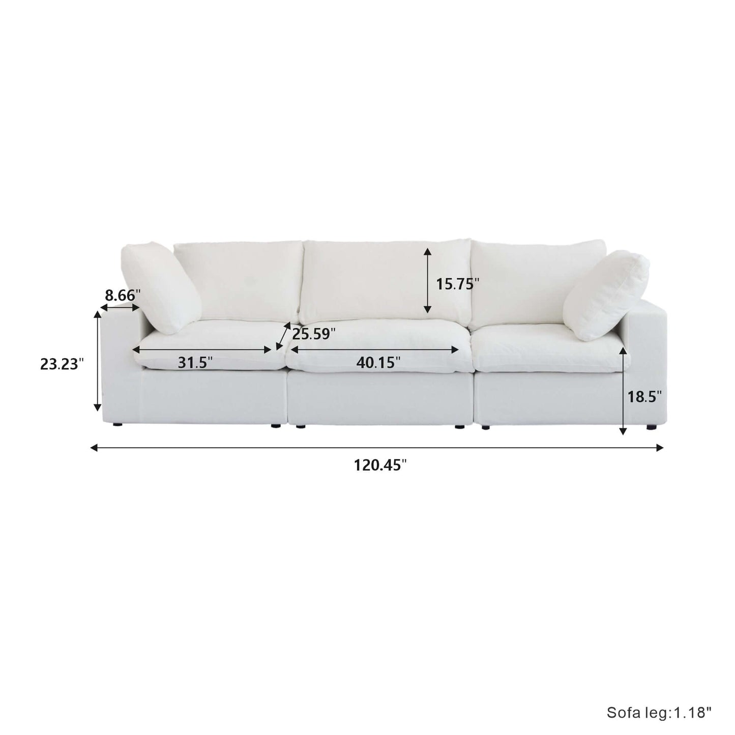 Cloud Modular Sectional Sofa in White, Gray (Customizable) - Revel Sofa 