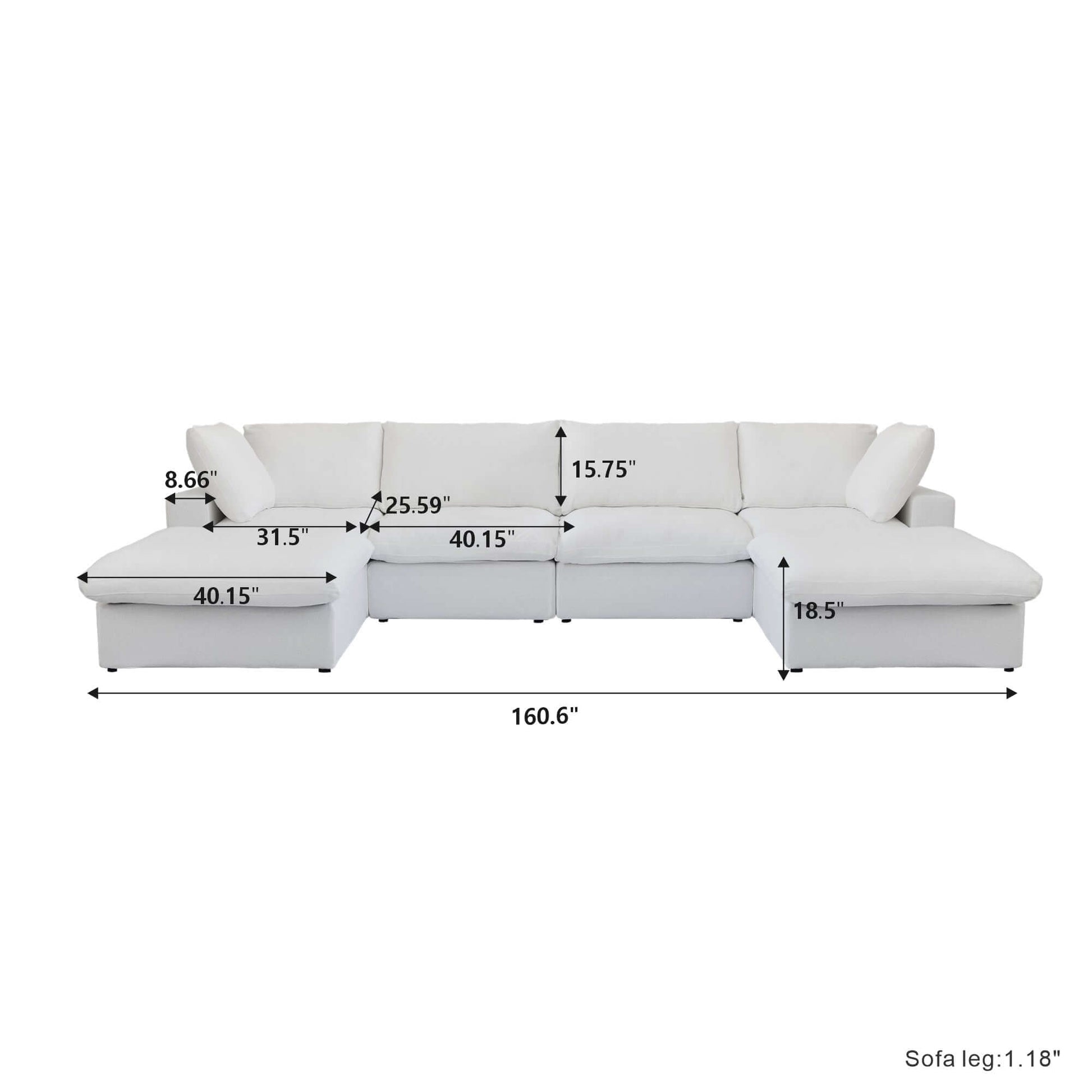 Cloud Modular Sectional Sofa in White, Gray (Customizable) - Revel Sofa 