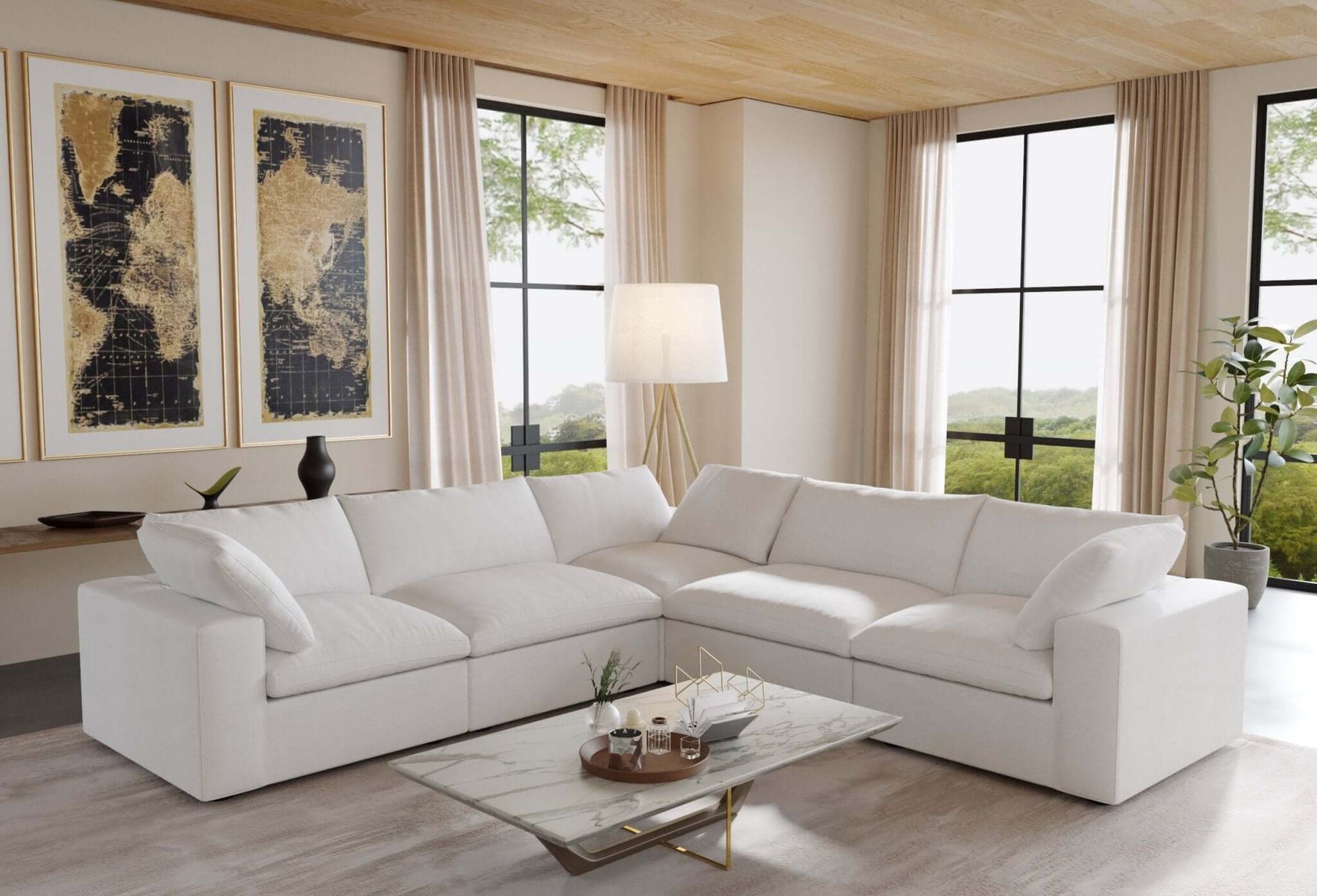 Cloud Modular Sectional Sofa in White, Light Gray or Dark Gray - (Sections Sold Individually)