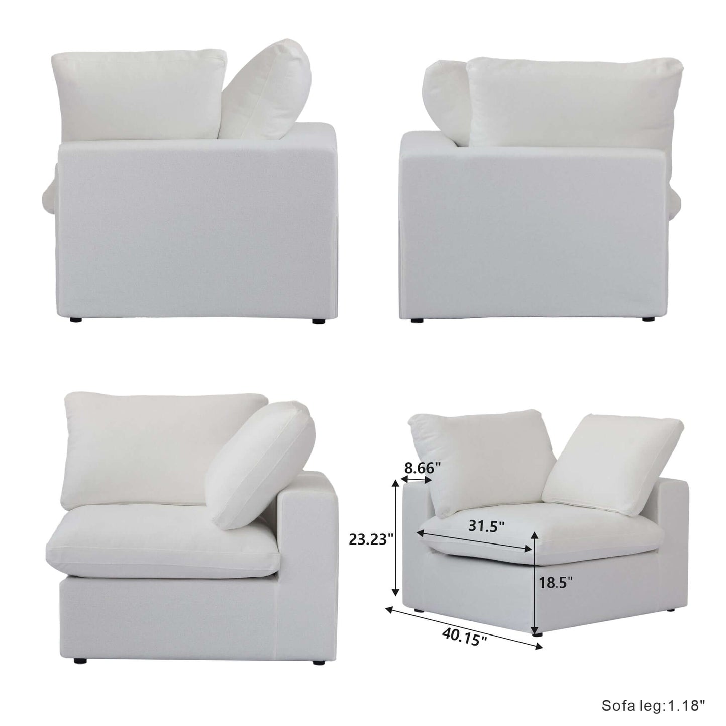 Cloud Modular Sectional Sofa in White, Light Gray or Dark Gray - (Sections Sold Individually)