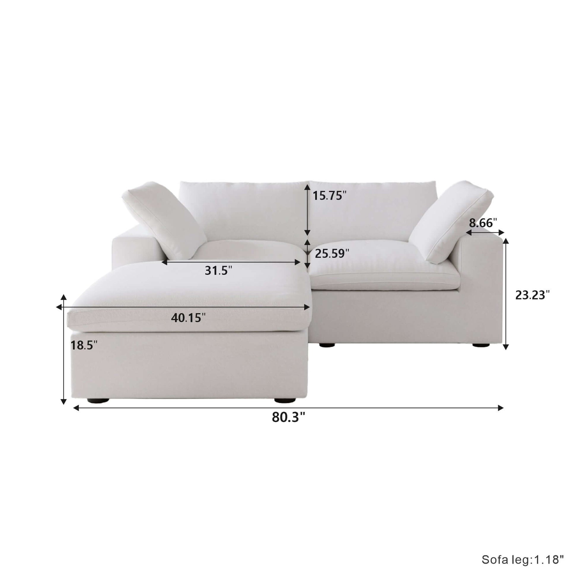 Cloud Modular Sectional Sofa in White, Gray (Customizable) - Revel Sofa 