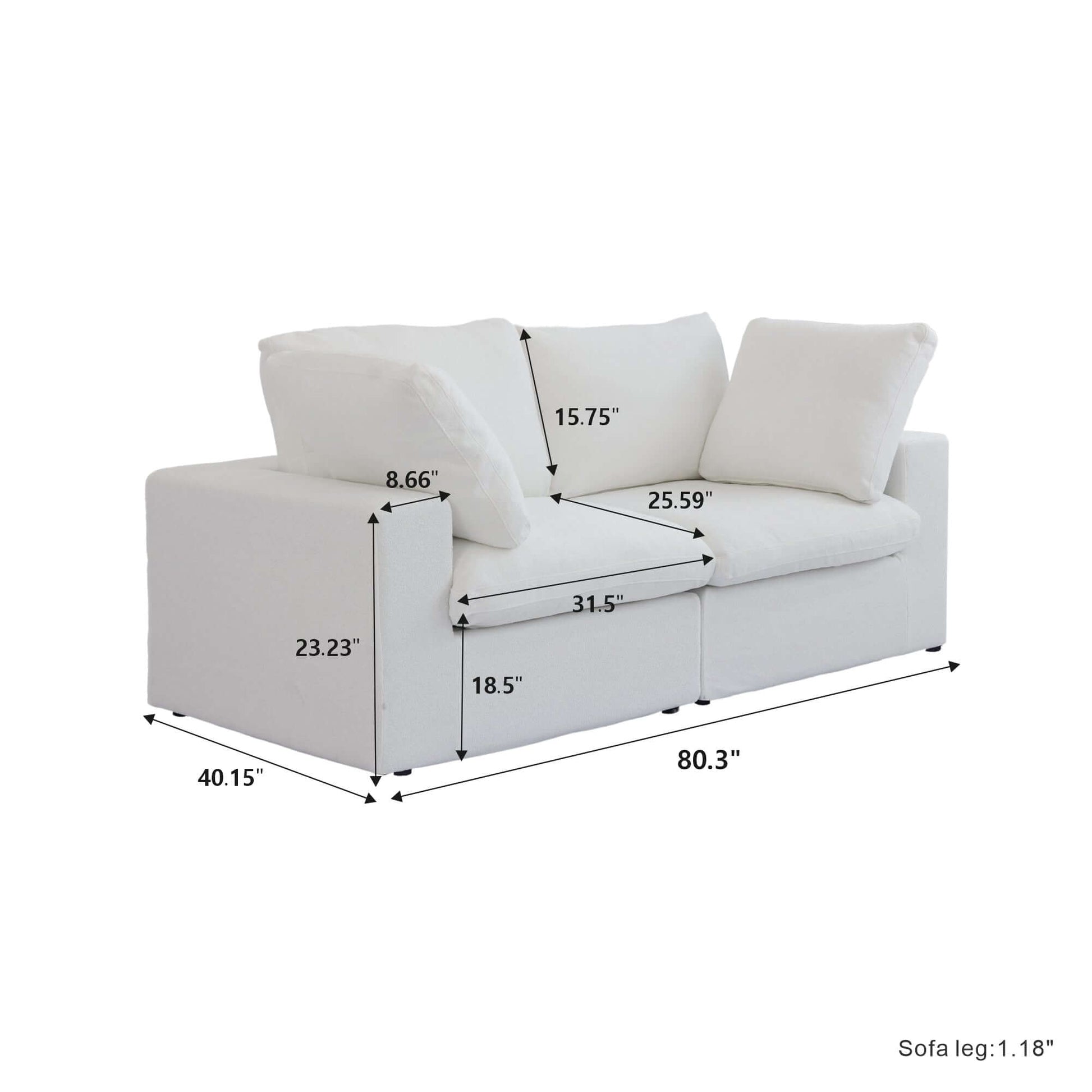 Cloud Modular Sectional Sofa in White, Gray (Customizable) - Revel Sofa 