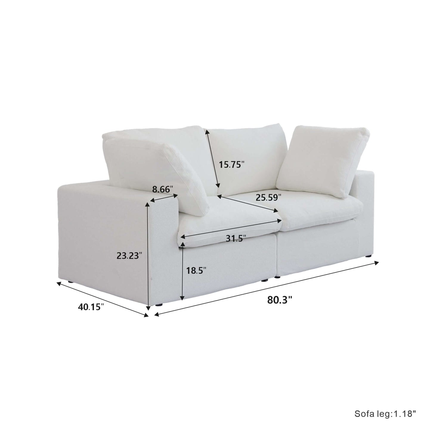 Cloud Modular Sectional Sofa in White, Gray (Customizable) - Revel Sofa 