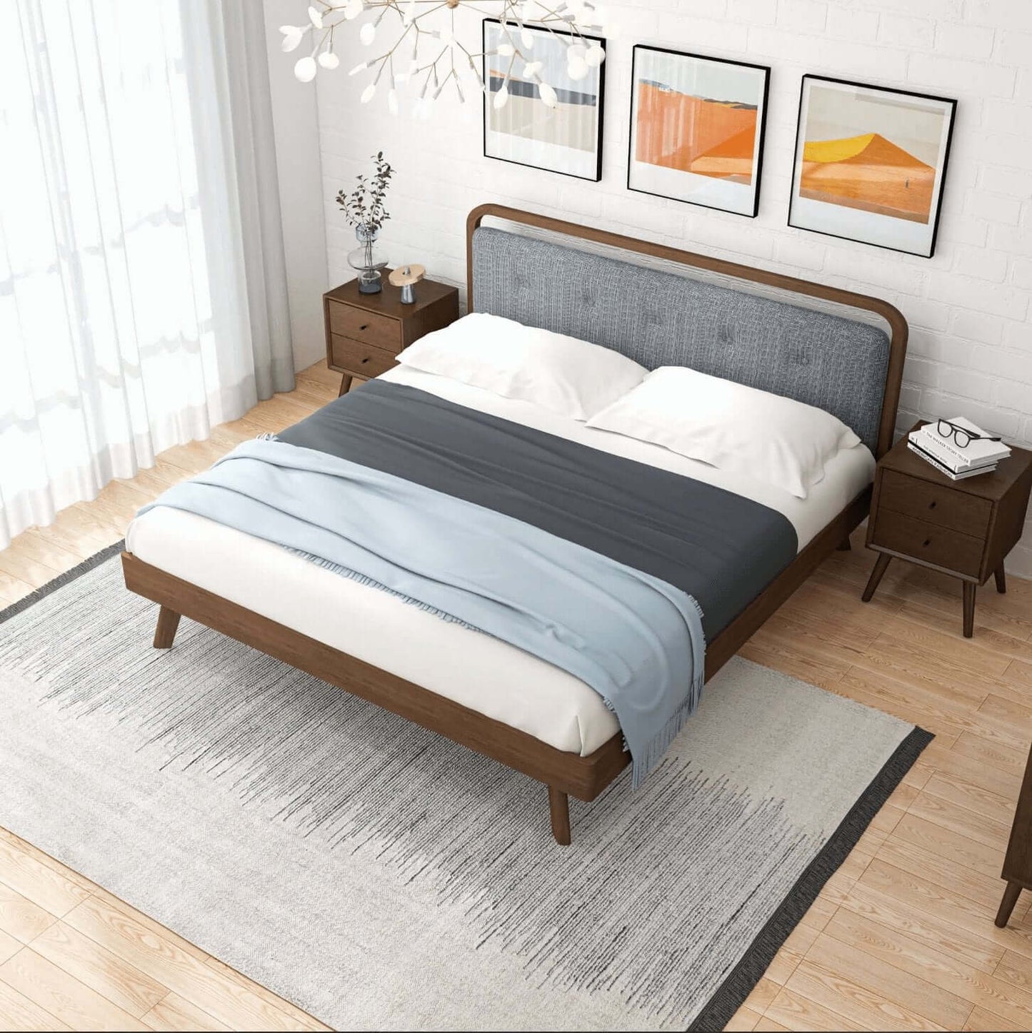 Clyda MCM Solid Wood Platform Bed Frame - Revel Sofa 