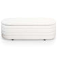 Collen White Oval Boucle Upholstered Storage Bench or Ottoman 49” - Revel Sofa 