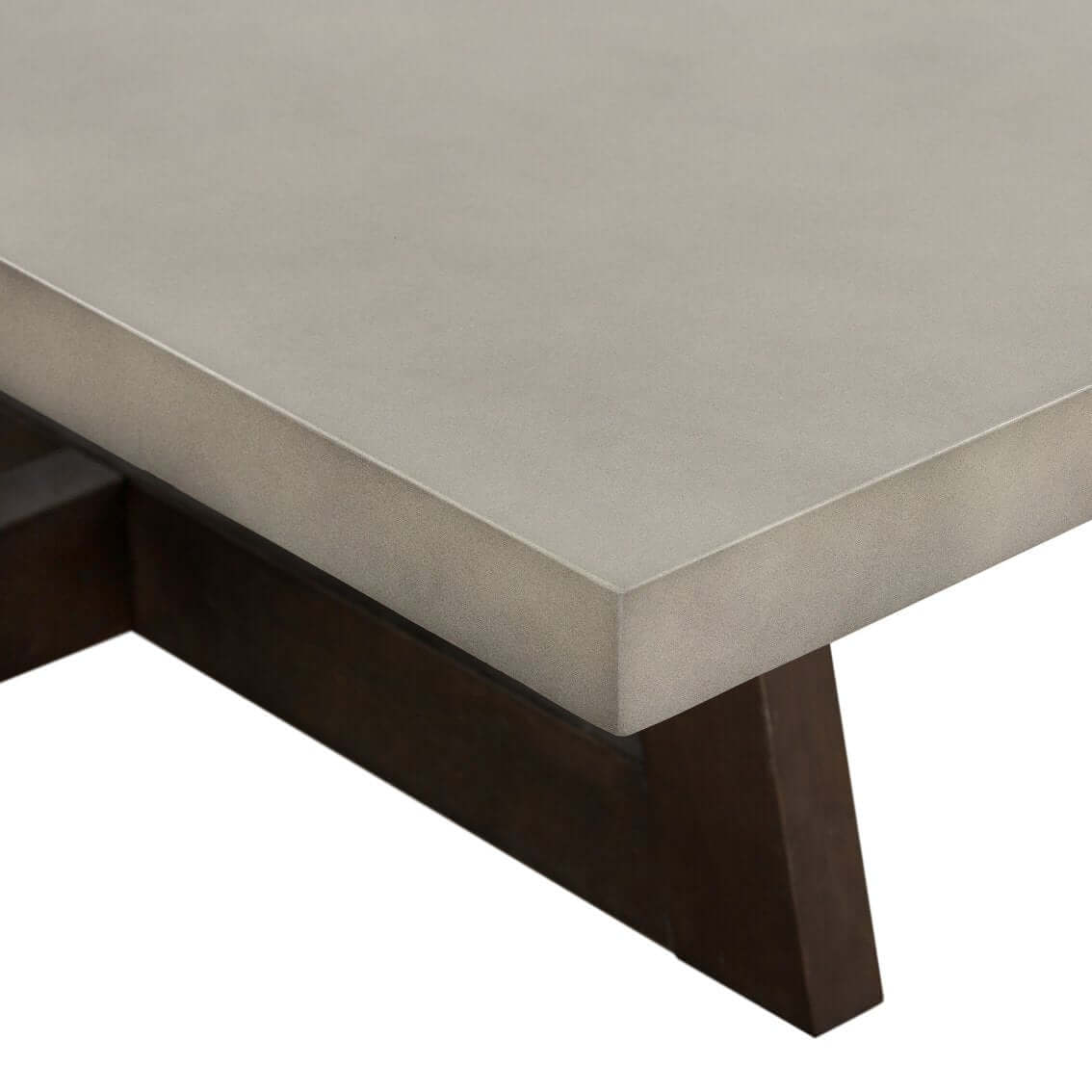 Concrete Top Rectangular Wood Framed Coffee Table in Gray And Brown 55"