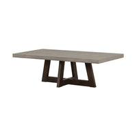 Concrete Top Rectangular Wood Framed Coffee Table in Gray And Brown 55