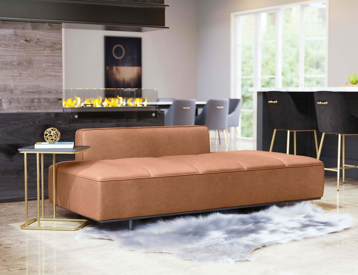 Confection Faux Leather Sofa Couch Day Bed 79" - Revel Sofa 