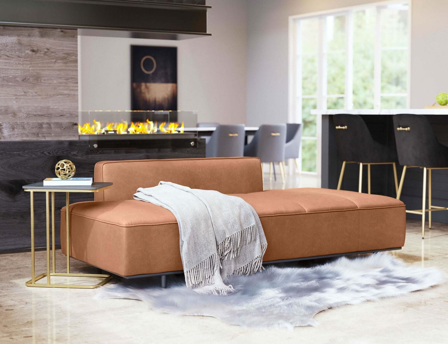 Confection Faux Leather Sofa Couch Day Bed 79" - Revel Sofa 