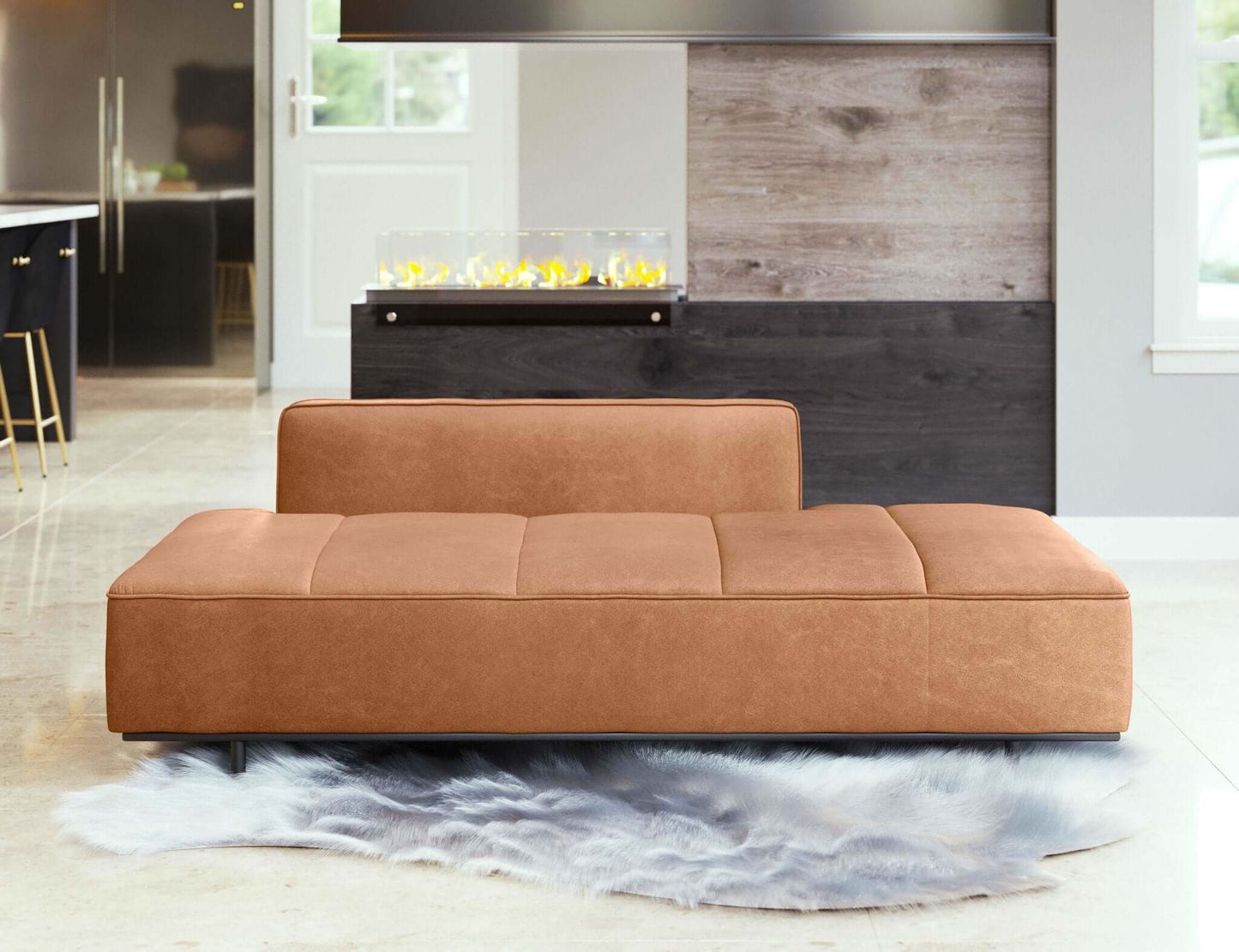 Confection Faux Leather Sofa Couch Day Bed 79" - Revel Sofa 