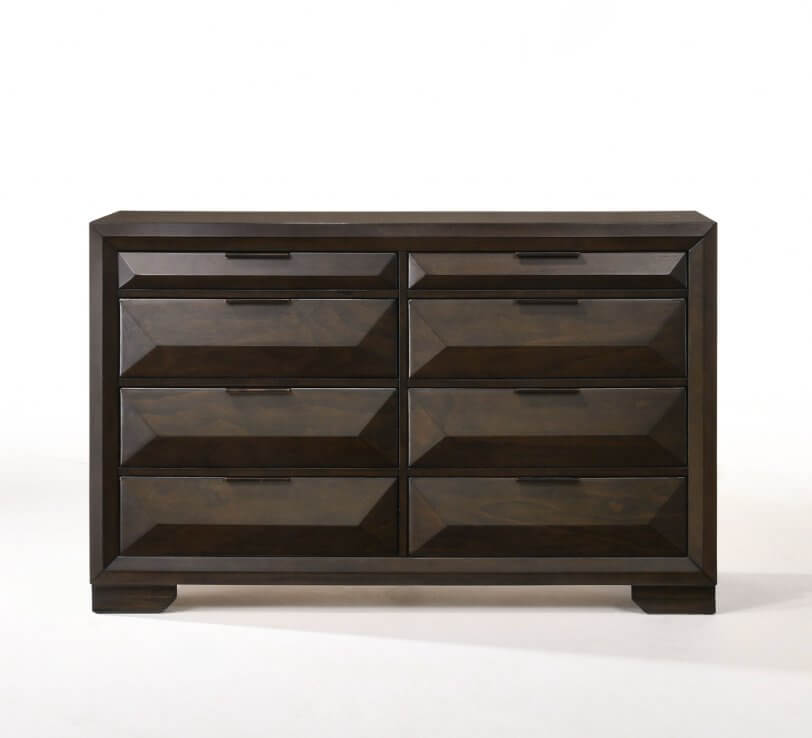 Contemporary Espresso Rubber Wood 8 Drawer Dresser 59" - Revel Sofa 