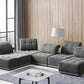 Tufted Contemporary Modular 7pc. Fabric Sectional Sofa & Adjustable Back Rests, Gray - Revel Sofa 