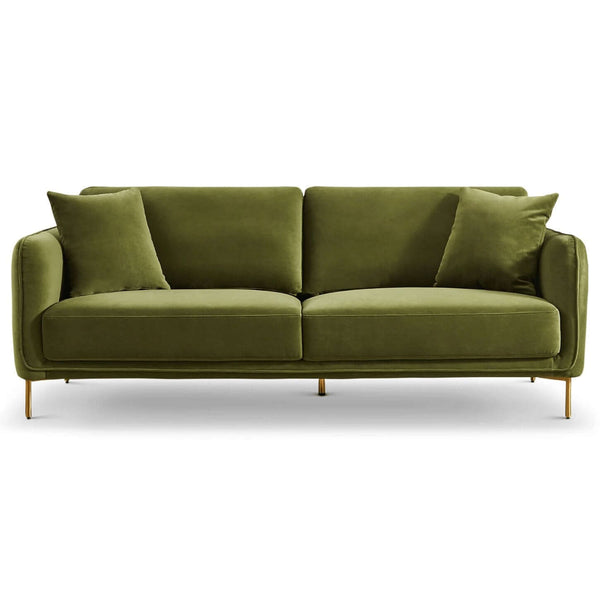 Dameron MCM Olive Green Velvet Sofa 83 - Revel Sofa 