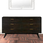 Dark Brown Solid Wood Six Drawer Dresser 63"
