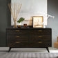 Dark Brown Solid Wood Six Drawer Dresser 63"