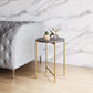 David End Table Marble Round Top in Gray & Gold - Revel Sofa 