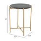 David End Table Marble Round Top in Gray & Gold - Revel Sofa 