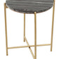 David End Table Marble Round Top in Gray & Gold - Revel Sofa 