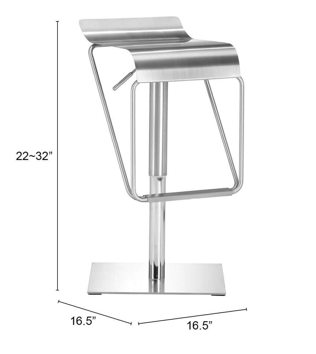 Dazzler Stainless Steel Barstool in Silver - Revel Sofa 