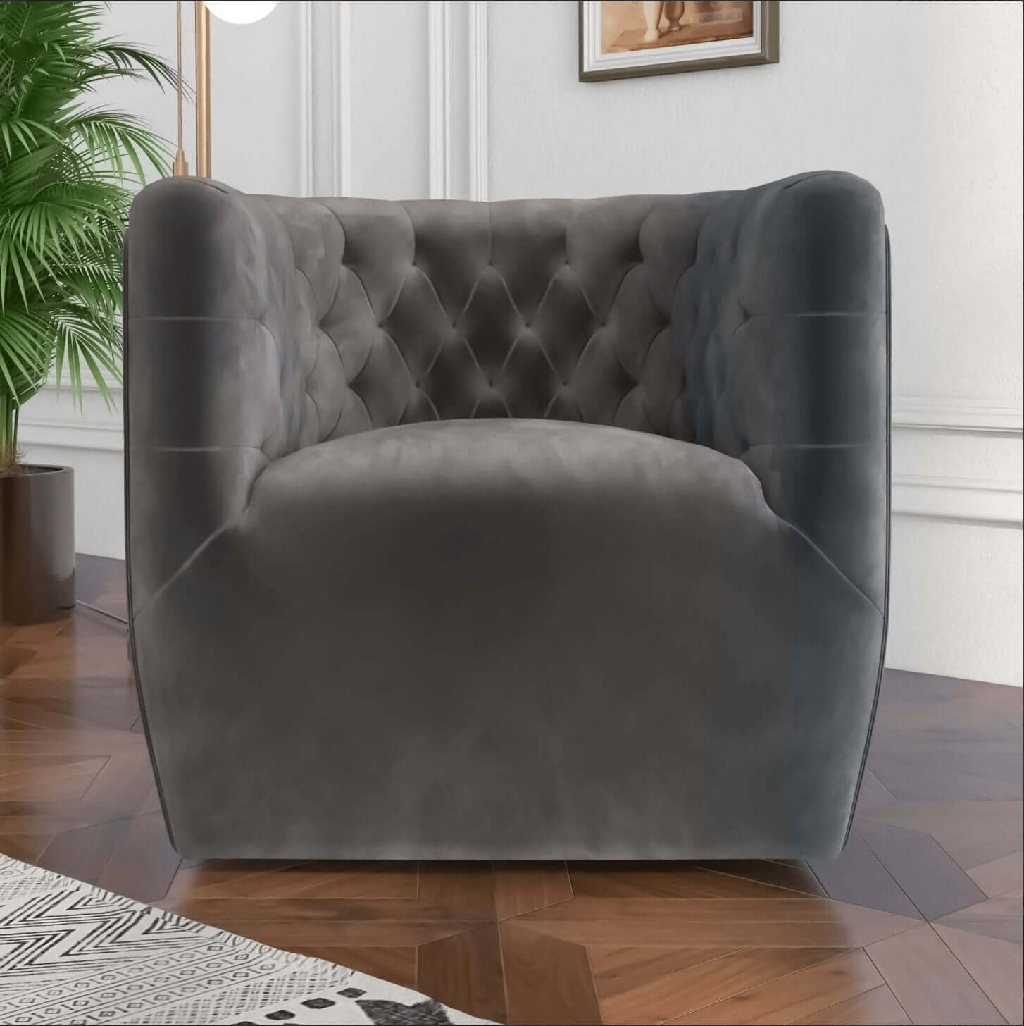 Delaney MCM Tufted Swivel Accent Chair - Revel Sofa 