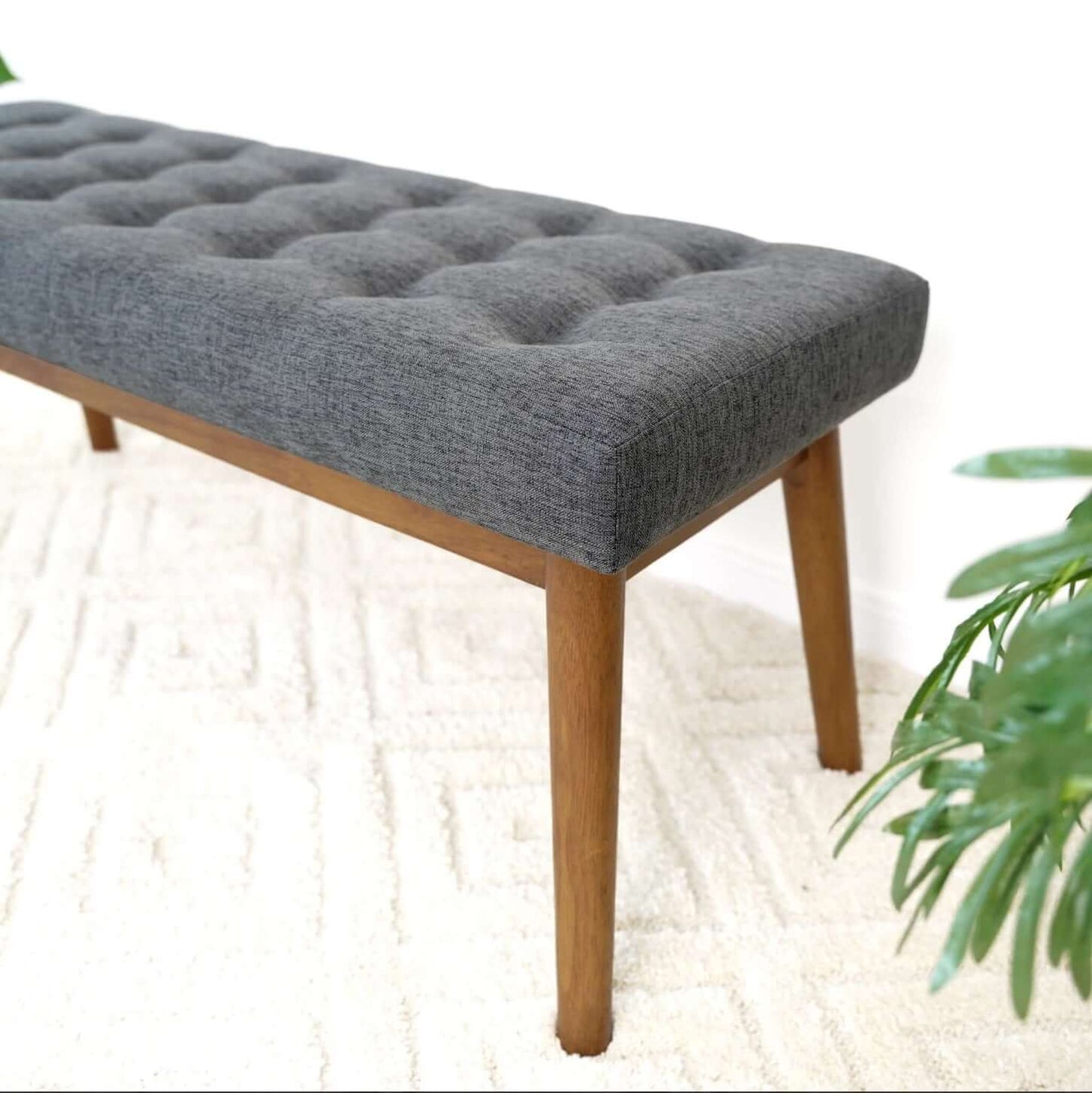 Delilah MCM Tufted Upholstered Fabric Bench - Revel Sofa 