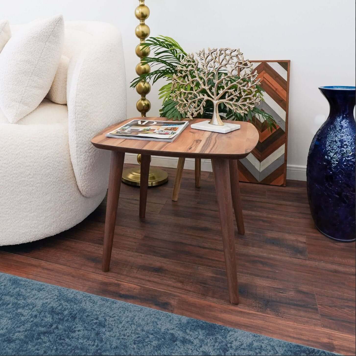 Denis MCM Walnut Wood End Table - Revel Sofa 