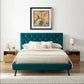 Dillon MCM Platform Bed with Button Tufted Velvet Upholstery - Revel Sofa 