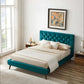 Dillon MCM Platform Bed with Button Tufted Velvet Upholstery - Revel Sofa 