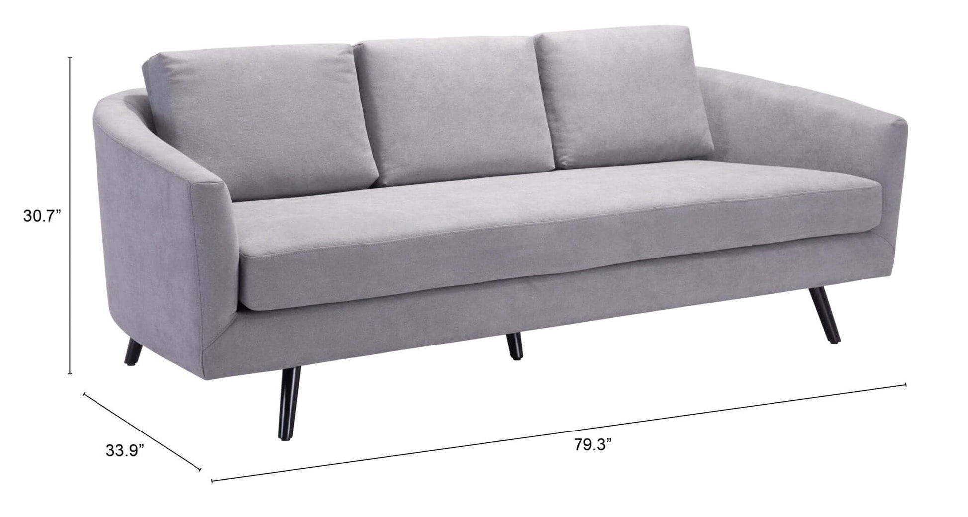 Divinity MCM Style Sofa Couch 79" (Gray or Brown) - Revel Sofa 