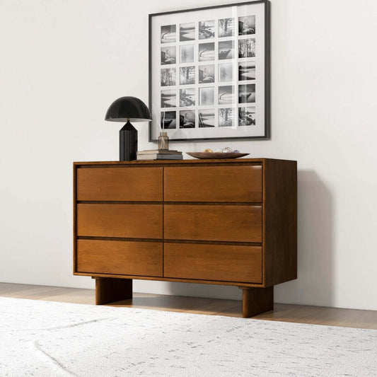 Dubrovnik MCM Style Walnut Dresser With 6 Drawers (47") - Revel Sofa 