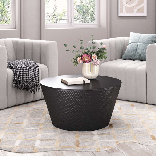 Durban Round Iron Coffee Table in Black - Revel Sofa 