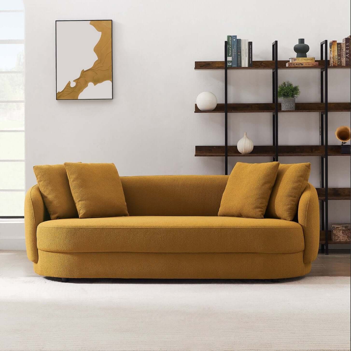 Dylan Modern Bohemian French Boucle Sofa Couch Loveseat 85" - Revel Sofa 