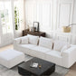 Modern Minimalist Modular Sectional Couch with Ottoman & Reversible Chaise, White 129” - Revel Sofa 