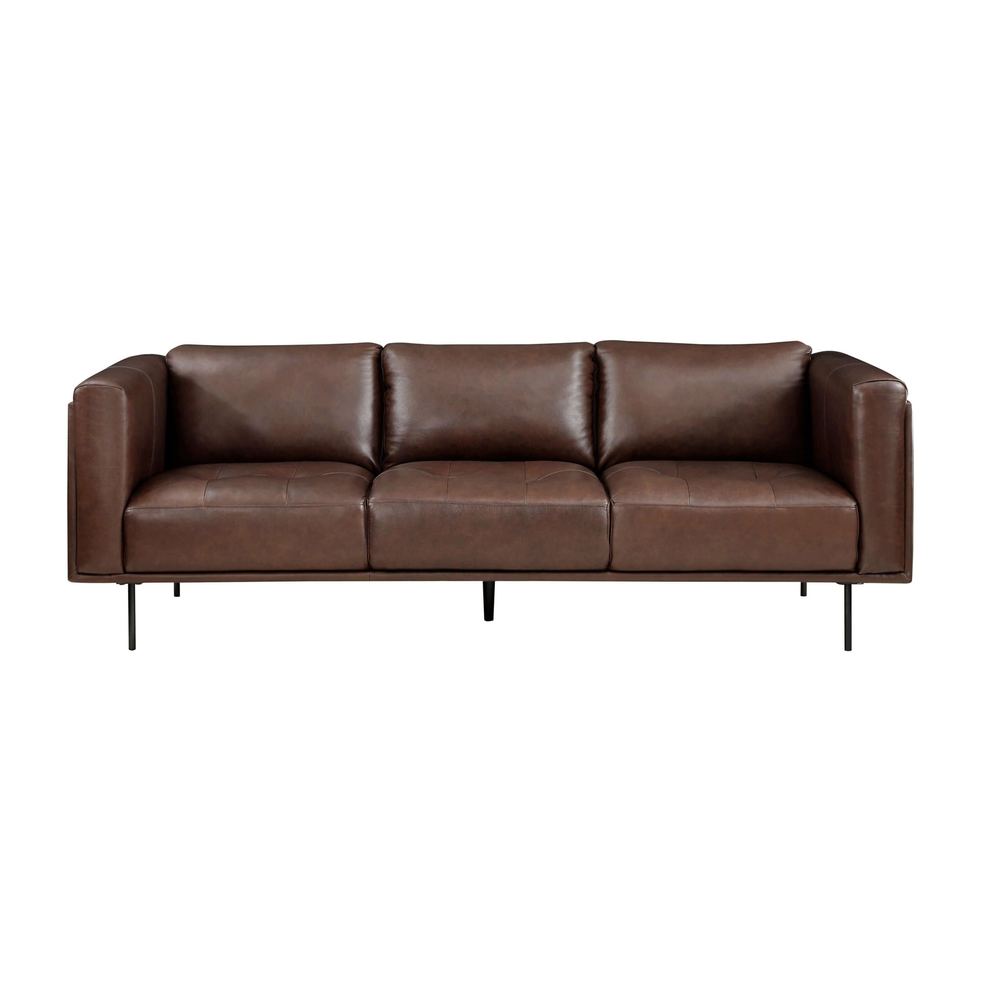 MCM Styled Brown Genuine Leather Sofa 88” - Revel Sofa 