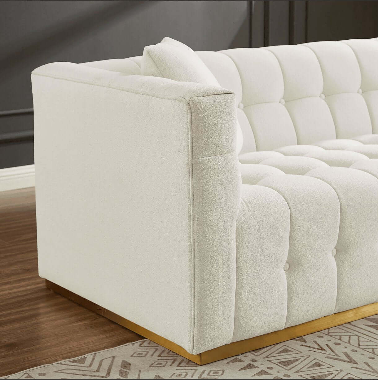 Eleanor MCM Tufted Beige Boucle Sofa 85" - Revel Sofa 