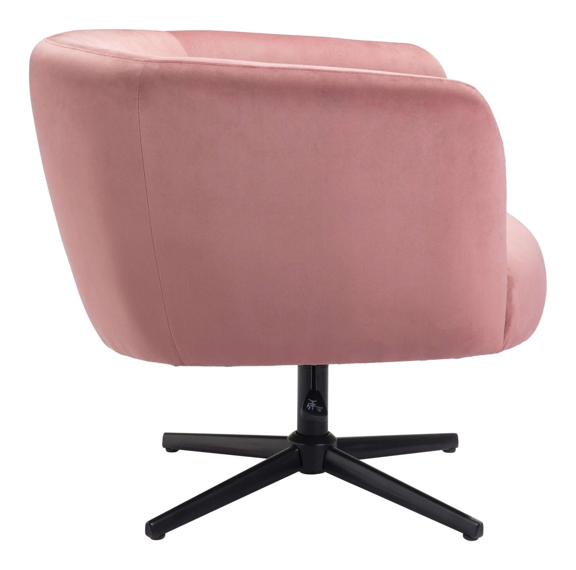 Elia Adjustable Lounge Accent Swivel Chair in Pink Velvet - Revel Sofa 