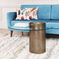 Emi Modern Cylindrical Bronze Coffee Table & Round Glass Top - Revel Sofa 